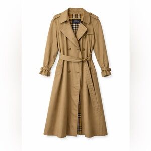 Vintage Burberry’s Tan Nova Check Plaid Trench Coat